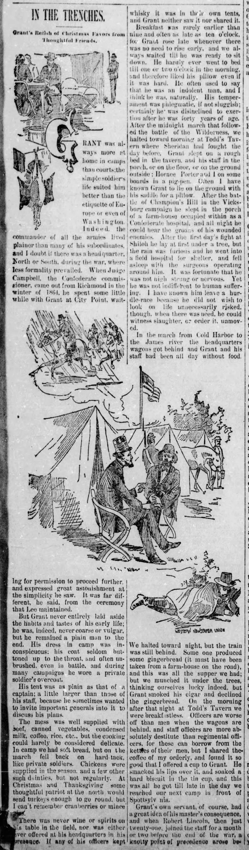 An article details the Christmas habits of Ulysses S. Grant in the Dec. 28, 1889 edition of the Carlsbad Current-Argus.