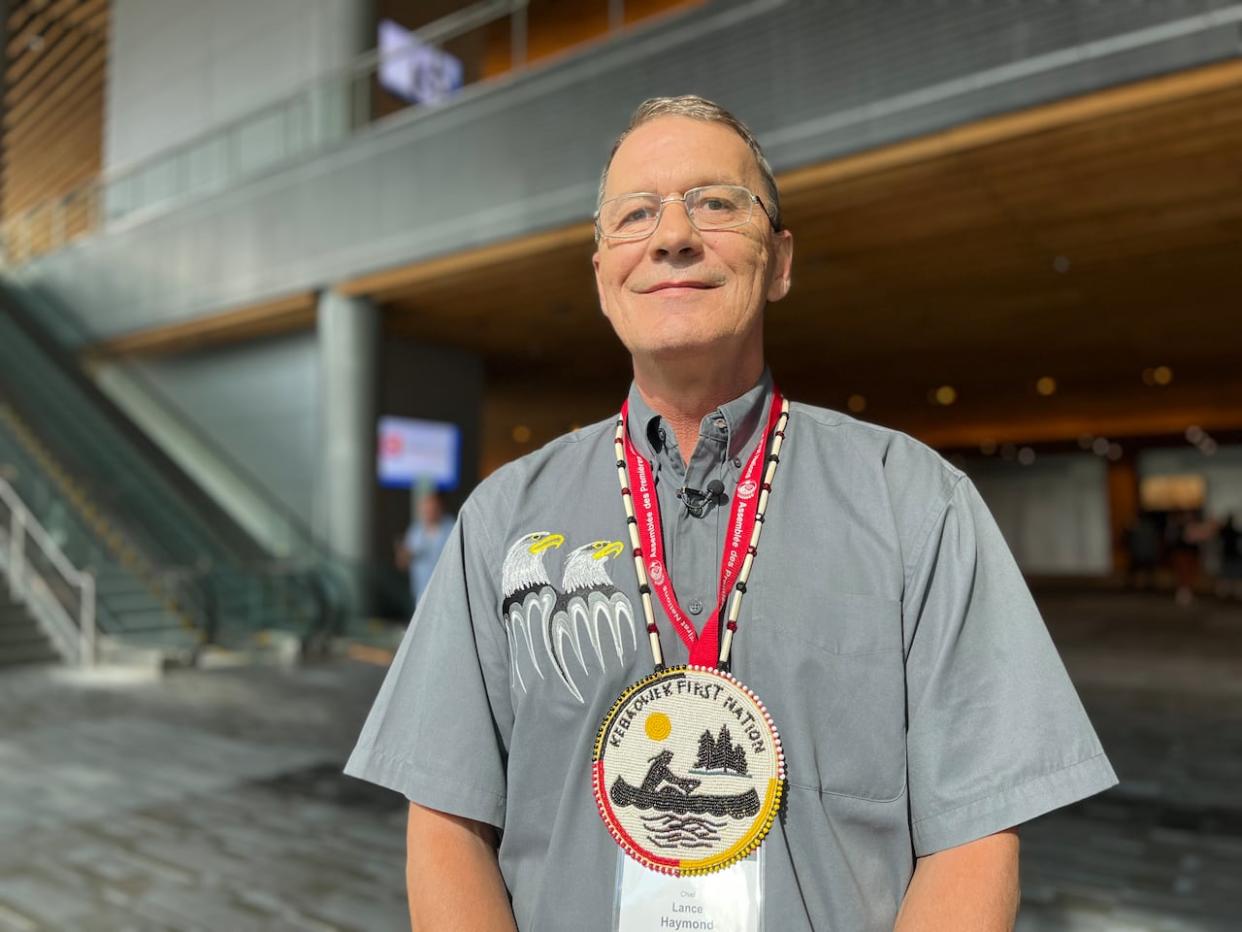 Lance Haymond, chief of Kebaowek First Nation in Que., has fiercely opposed the construction of the NSDF and feels Indigenous groups and communities were not involved early enough in the project.  (Ka’nhehsí:io Deer/CBC - image credit)