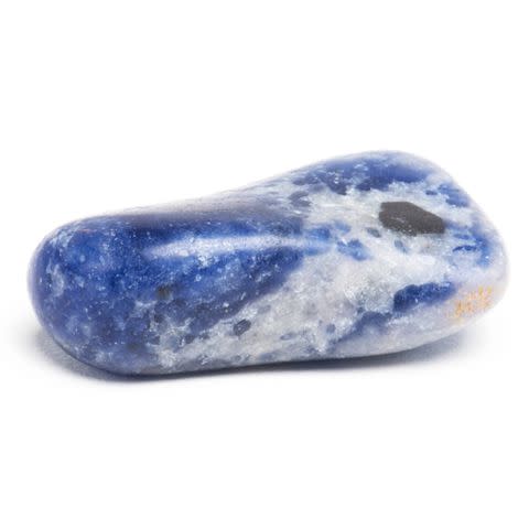 <p>Getty</p> Close up of Blue Agate Rocks on white background