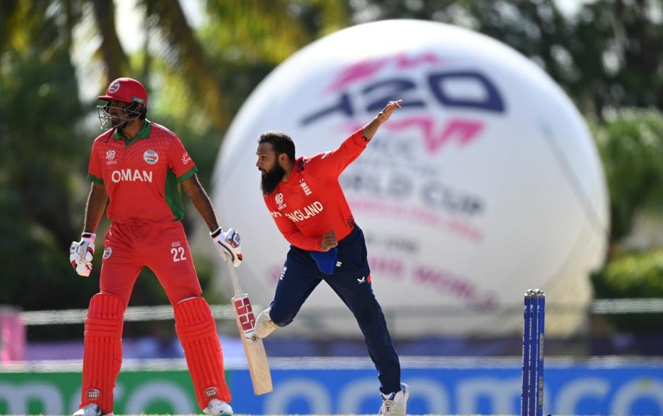 Adil Rashid took four wickets against Oman