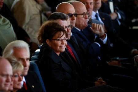 FILE PHOTO: Former Alaska Governor Sarah Palin attends the funeral service for U.S. evangelist Billy Graham in Charlotte