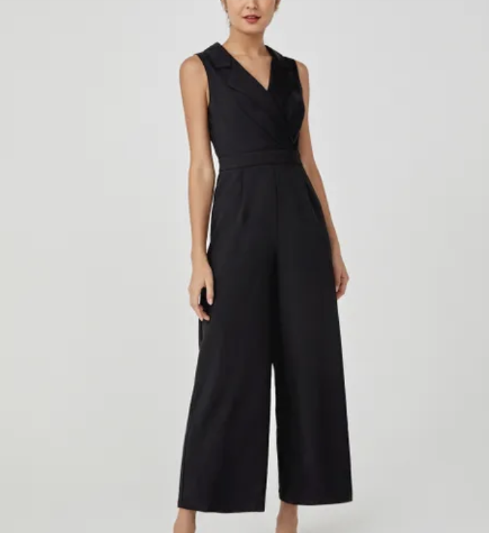 Reine tuxedo wide-leg jumpsuit, S$59.90. PHOTO: Love, Bonito