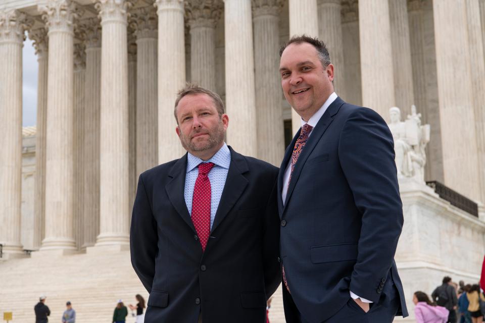 Jonathan Ellis, reporter, and Cory Myers, news director, of the Argus Leader newspaper based in Sioux Falls, S.D., brought a Freedom of Information Act challenge to the Supreme Court in April.