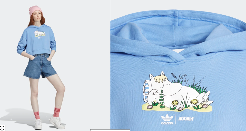 Adidas Originals X Moomin Graphic Hoodie in blue.