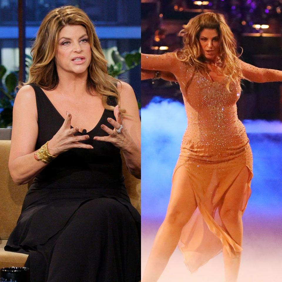 <p>The <em>Cheers</em> star had double the weight loss opportunity with her second-place finish on <em>Dancing with the Stars</em> season 12 and return for All-Stars season 15. Kirstie lost 100 pounds in 2011 while competing on season 12.</p><p>Her weight loss on the show and as a Jenny Craig ambassador spurred surgery rumors, <em><a href="https://www.eonline.com/news/265149/kirstie-alley-denies-plastic-surgery-dishes-weight-loss-secret" rel="nofollow noopener" target="_blank" data-ylk="slk:E News;elm:context_link;itc:0;sec:content-canvas" class="link ">E News</a></em> reported. "NO surgery, NO flippin lasers, NO barfing, NO starving...Jeez...my products, organic food, dance," she <a href="https://twitter.com/#%21/kirstiealley" rel="nofollow noopener" target="_blank" data-ylk="slk:tweeted;elm:context_link;itc:0;sec:content-canvas" class="link ">tweeted</a> a few months after her second-place finish on the show's 12th season.</p>