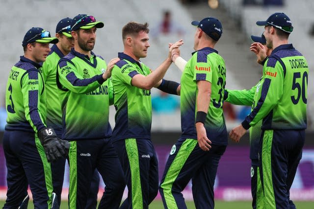 Josh Little, centre, has been a key figure for Ireland at the T20 World Cup (Asanka Brendon Ratnayake/AP)