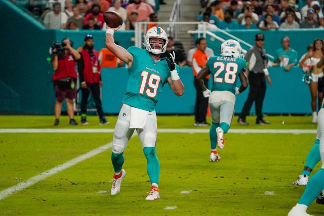 Miami Dolphins tight end Elijah Higgins (84) is shown during the