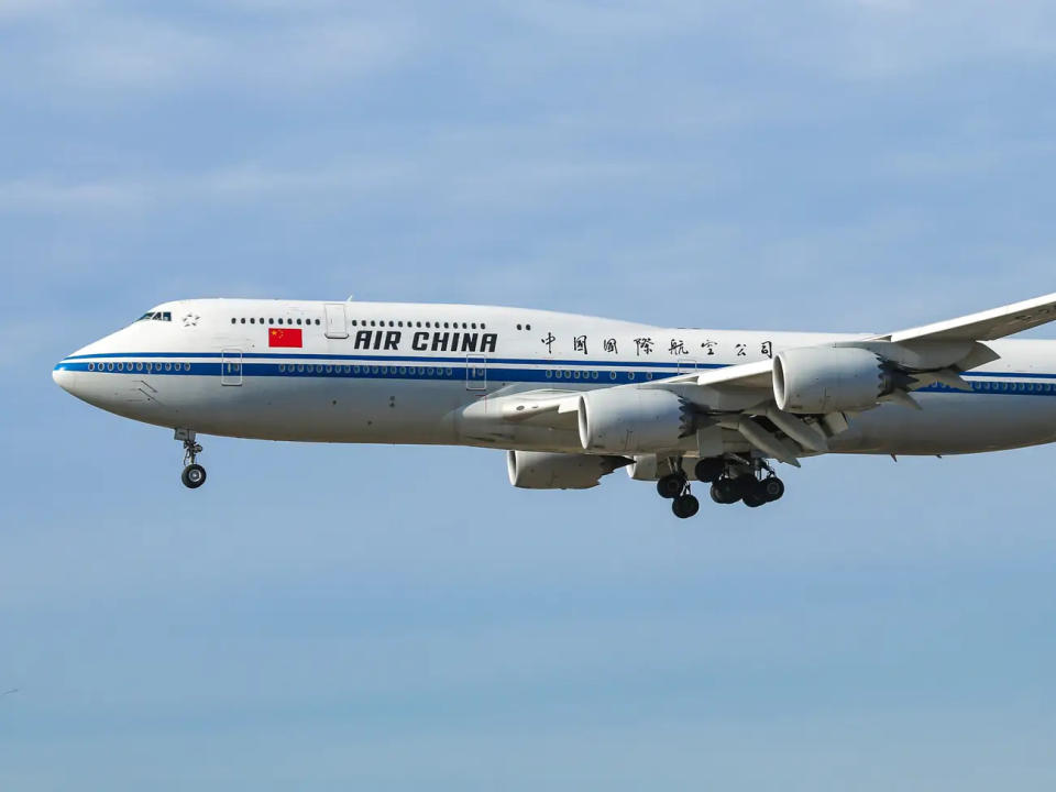 Die Boeing 747-8 von Air China in der Luft. - Copyright: Nicolas Economou/Getty Images
