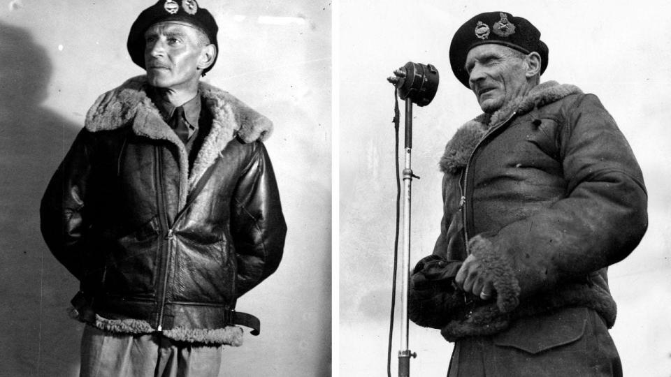 A side-by-side photo of British soldier Field Marshal Montgomery and his political decoy, Clifton James