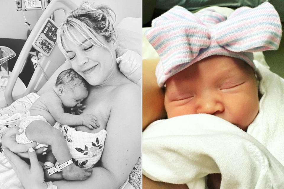 <p>Kristen Alderson/Instagram</p> Kristen Alderson and newborn daughter