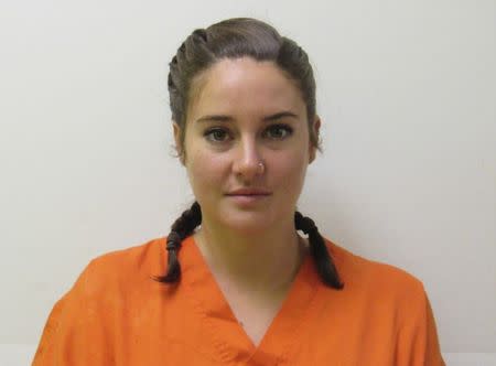 Actress Shailene Woodley is seen in this booking photo released by Morton County Sheriff's Department in North Dakota, U.S. on October 11, 2016. Courtesy Morton County Sheriff's Department/Handout via REUTERS/Files