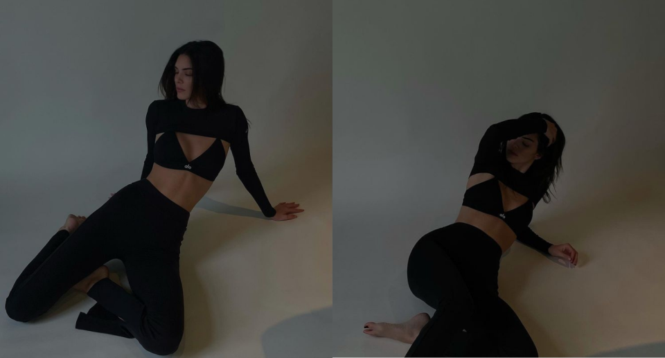 Kendall Jenner rocked an all-black Alo Yoga look in her latest Instagram snaps. Images via Instagram/KendallJenner.