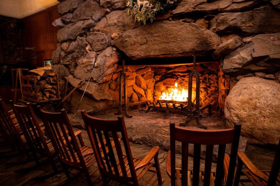 The Grove Park Inn features two iconic 36-foot stone fireplaces in its main lobby.