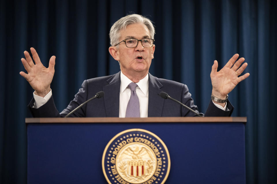 Federal Reserve Chair Jerome Powell speaks during a news conference following the Federal Open Market Committee meeting in Washington, Wednesday, Jan. 29, 2020. (AP Photo/Manuel Balce Ceneta)