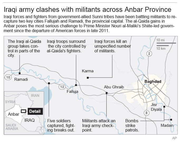 Map locates recent violence in Iraq.; 3c x 6 inches; 146 mm x 152 mm;