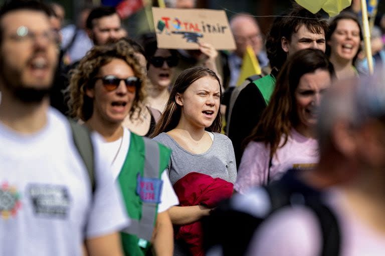 Greta Thunberg en la marcha contra los combustibles fósiles