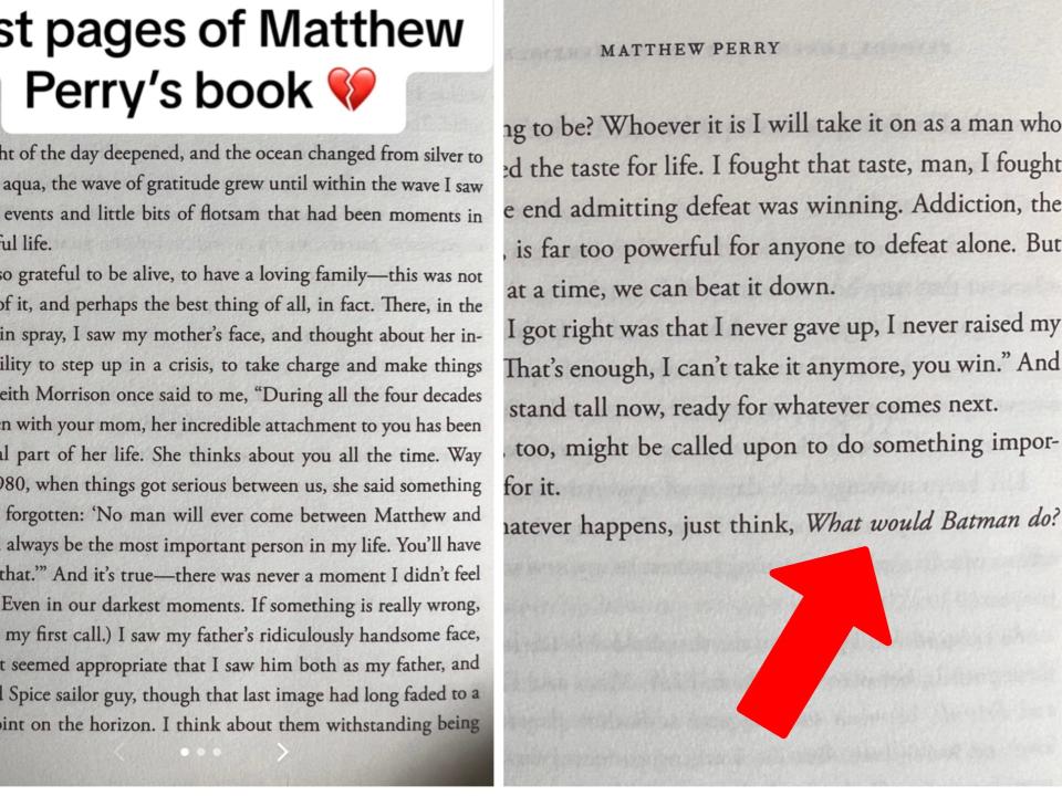 The final pages of Matthew Perry's memoir.