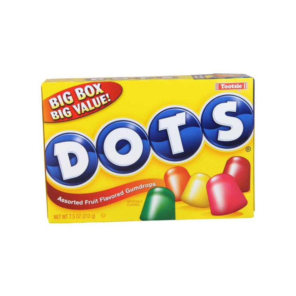 <p>Ahh… You remember those gummy little bright pops of color that seemed to become most useful for decorating gingerbread houses as the years passed. Well, Dots were the treat to eat straight out of the box in 1950.</p>