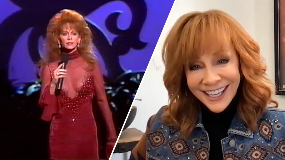 Reba McEntire looks back at her iconic 1993 CMA Awards red dress ...