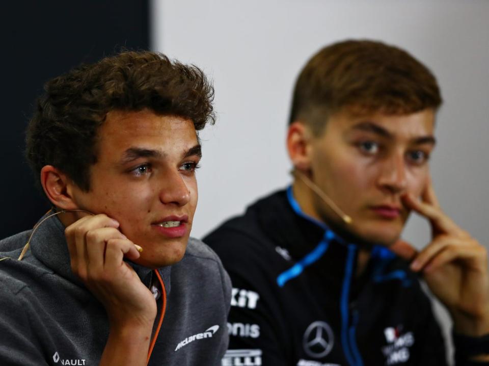 British Formula One drivers Lando Norris (left) and George Russell (Getty Images)