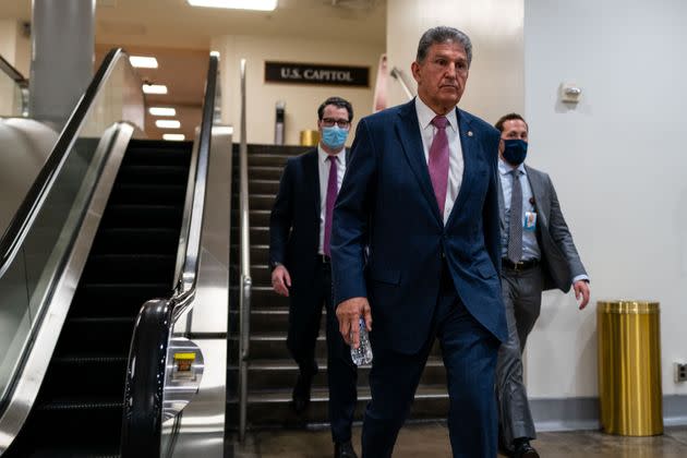 Sen. Joe Manchin (D-W.Va.) delivered remarks Monday, Nov. 1, throwing doubt over his support of the reconciliation bill. (Photo: Kent Nishimura via Getty Images)