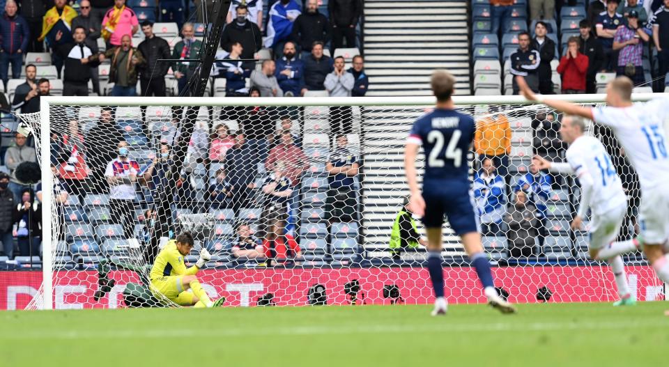 Schick’s second goal stunned Hampden (Pool via REUTERS)