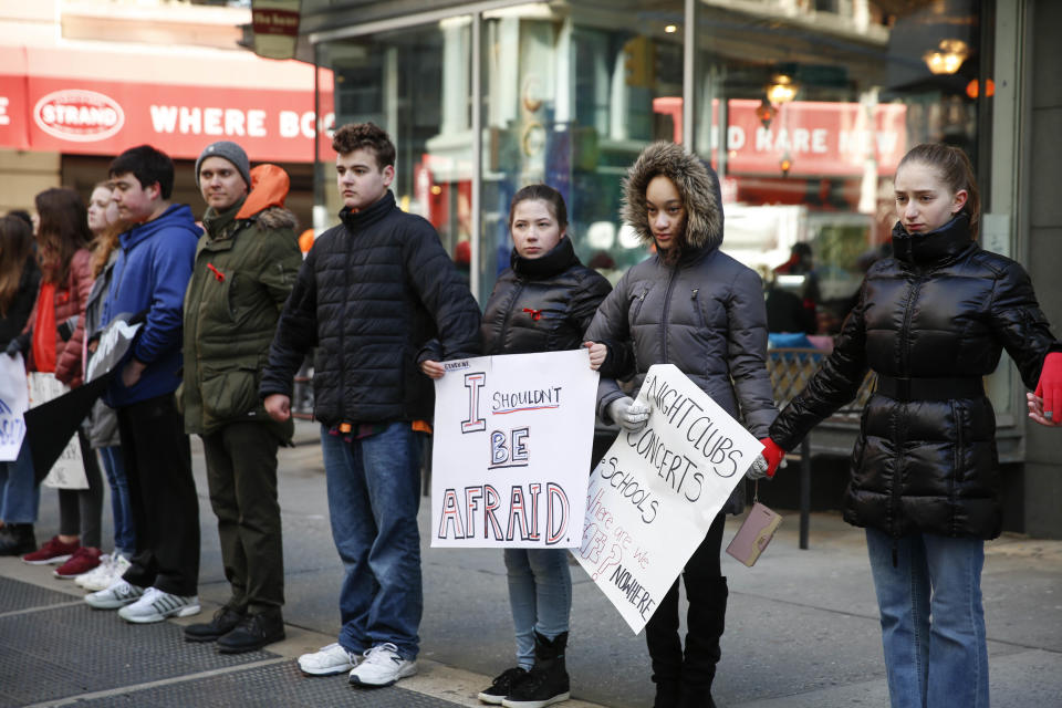 Students from Grace Church School walk out in New York City