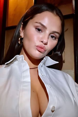 <p>Selena Gomez/Instagram</p> Gomez pouted for the camera she showed off her racy look
