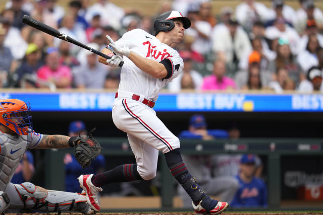 Photo: Twins Max Kepler Hits a Pitch on Opening Day 2023