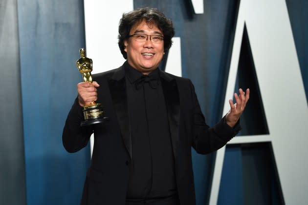 Bong Joon Ho, director of the Best Picture winner 'Parasite,' at the 2020 Oscars. - Credit: Evan Agostini/Invision/AP/Shutterstock