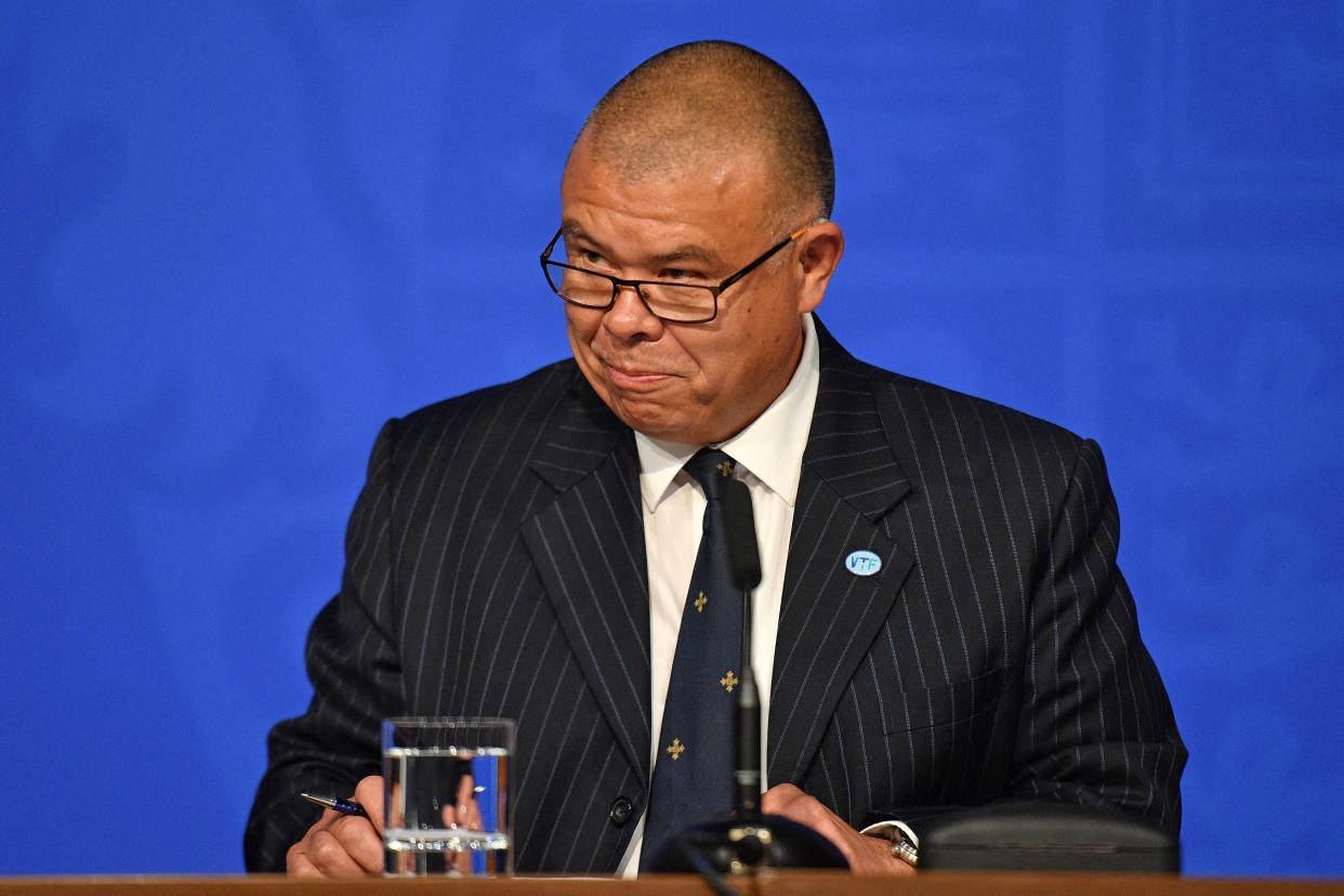 Britain's Deputy Chief Medical Officer for England Jonathan Van-Tam speaks during a media briefing on the latest Covid-19 update, at Downing Street, central London on September 14, 2021. (Photo by JUSTIN TALLIS / various sources / AFP) (Photo by JUSTIN TALLIS/AFP via Getty Images)