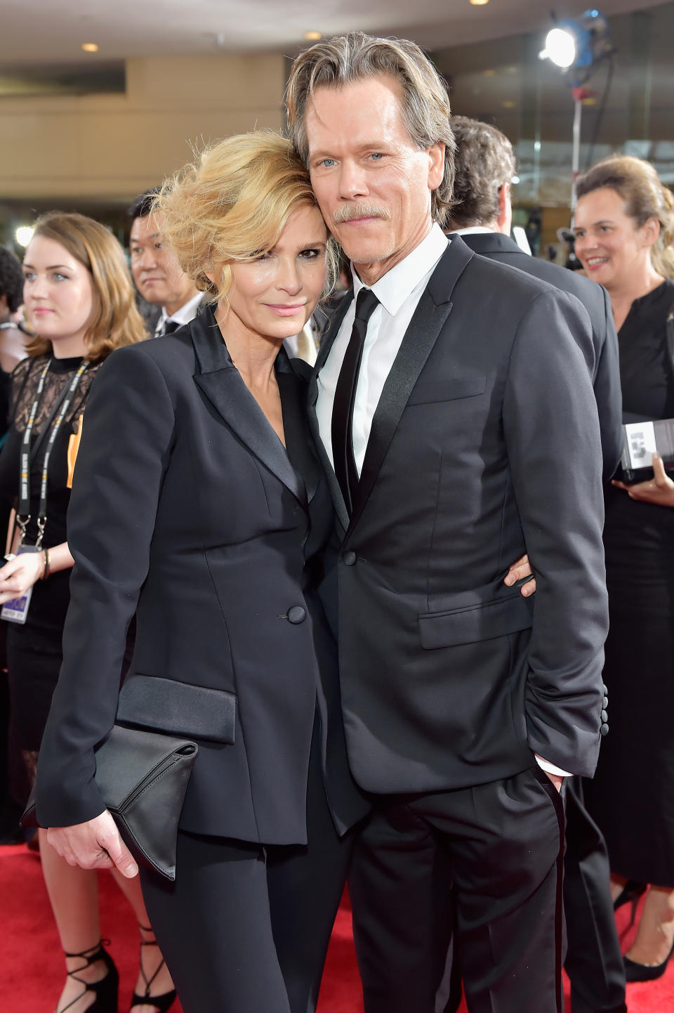 Kyra Sedgwick and Kevin Bacon were attached at the hip all night at the Golden Globes. (Photo: Stefanie Keenan/Getty Images for Fiji Water)