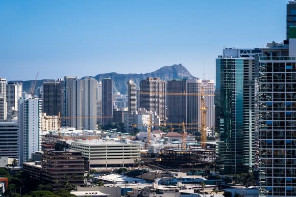 Condo towers under construction in Hawaii.