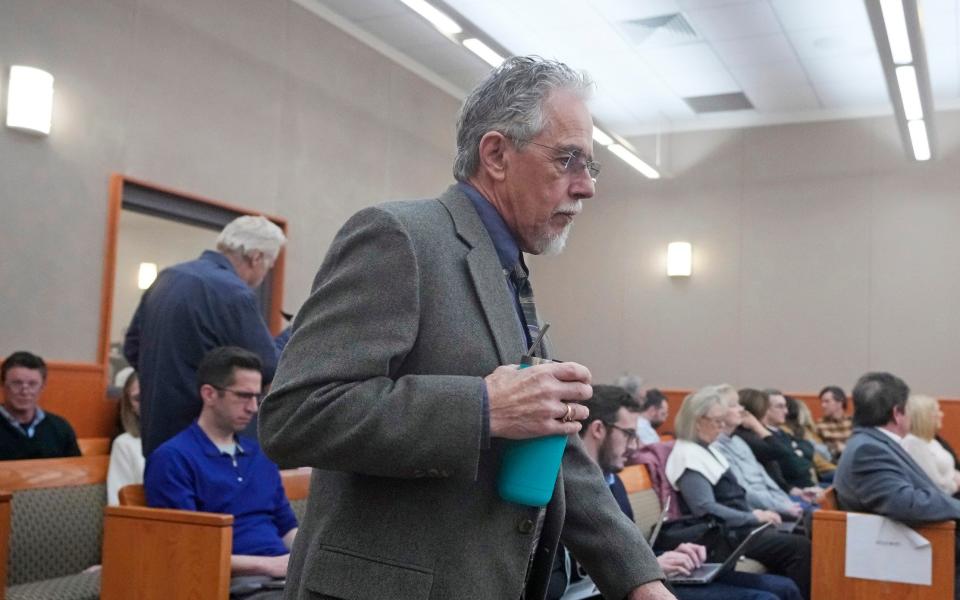 Terry Sanderson, the Utah man who sued Gwyneth Paltrow, walks into the courtroom on Thursday - Pool/AP