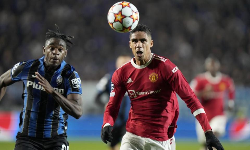 Manchester United’s Raphaël Varane went off injured in the first half