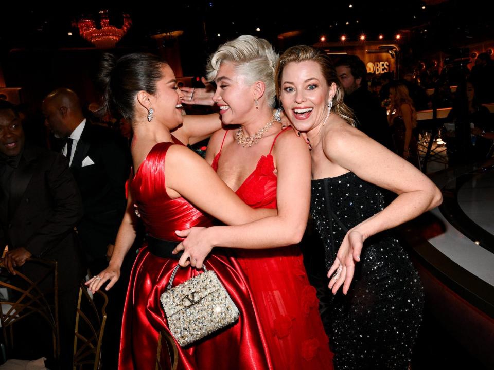 Selena Gomez, Florence Pugh and Elizabeth Banks at the 2024 Golden Globes.