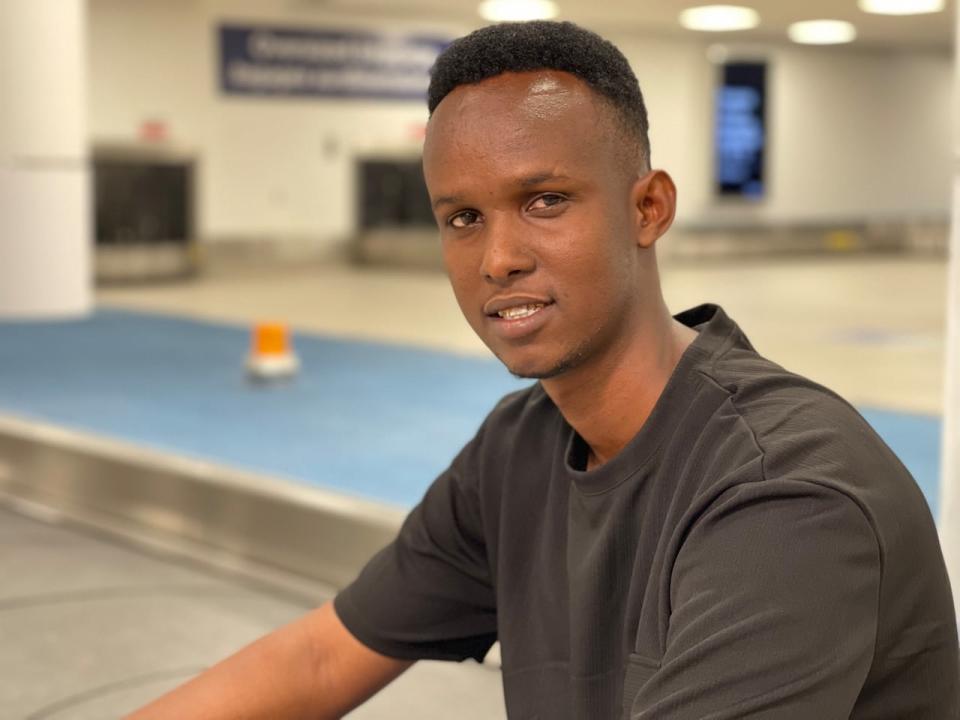 Abdifatah Sabriye, 30, at Halifax Stanfield International Airport, after arriving from a refugee camp in Kenya, where he's lived for nearly 15 years, after fleeing his native Somalia. 