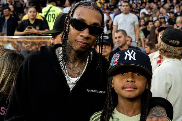 <p>LAFC photos</p> Tyga's son King was apparently excited to watch Inter Miami's star player Lionel Messi on Sept. 3.