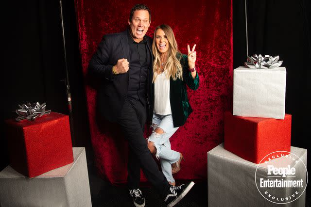 <p>Ben Trivett/Shutterstock</p> Bob Guiney and Trista Sutter at Jingle Ball LA 2023