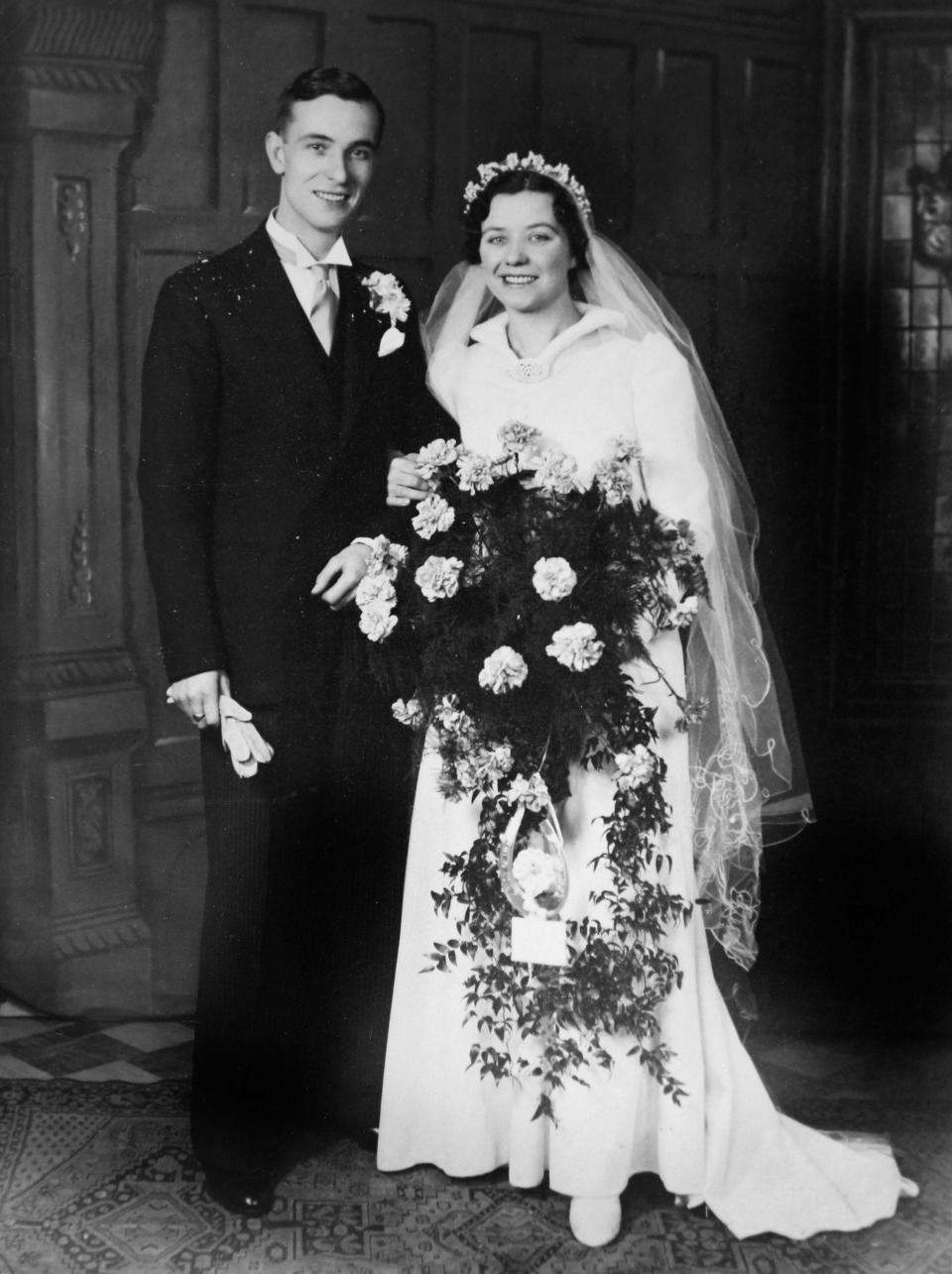 James and Lucy Ambrose on their wedding day - family photo