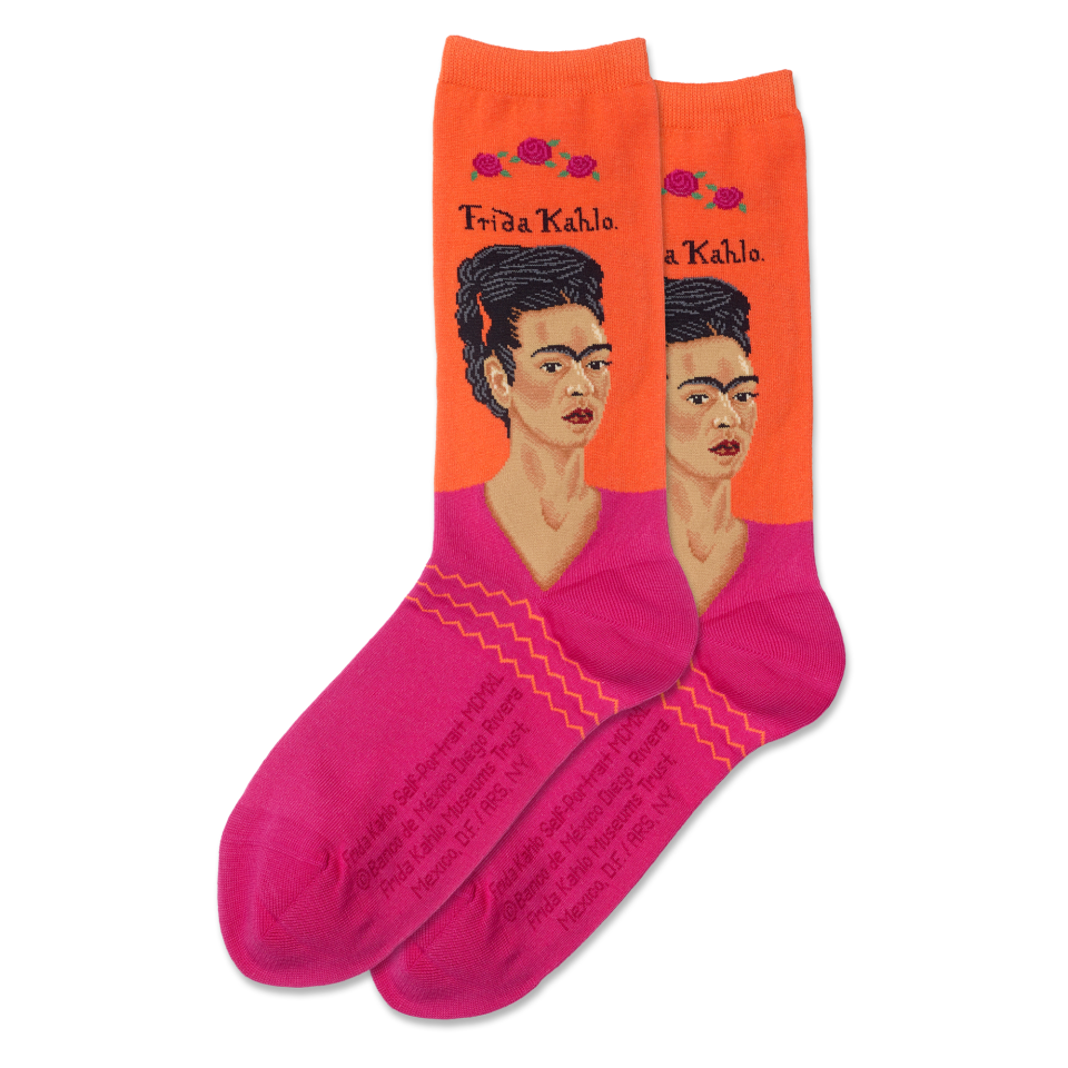Hot Sox has an "<a href="https://fave.co/32cdD67" target="_blank" rel="noopener noreferrer">Artists Series</a>" of socks featuring famous faces like "<a href="https://fave.co/2I4YUmy" target="_blank" rel="noopener noreferrer">The Girl With The Pearl Earring</a>" and the "<a href="https://fave.co/2TSRANn" target="_blank" rel="noopener noreferrer">Mona Lisa</a>" in all her glory. But we're especially in love with these, which have a colorful portrait of painter Frida Kahlo. <a href="https://fave.co/3epk4Yu" target="_blank" rel="noopener noreferrer">Find them for $10 at Hot Sox</a>.