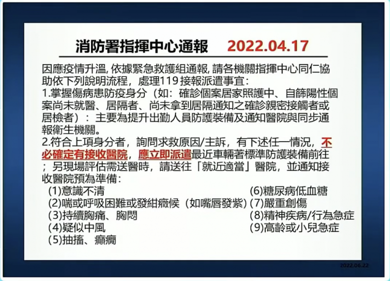 20220623-今年4月消防署指揮中心通報。（取自新北市政府）