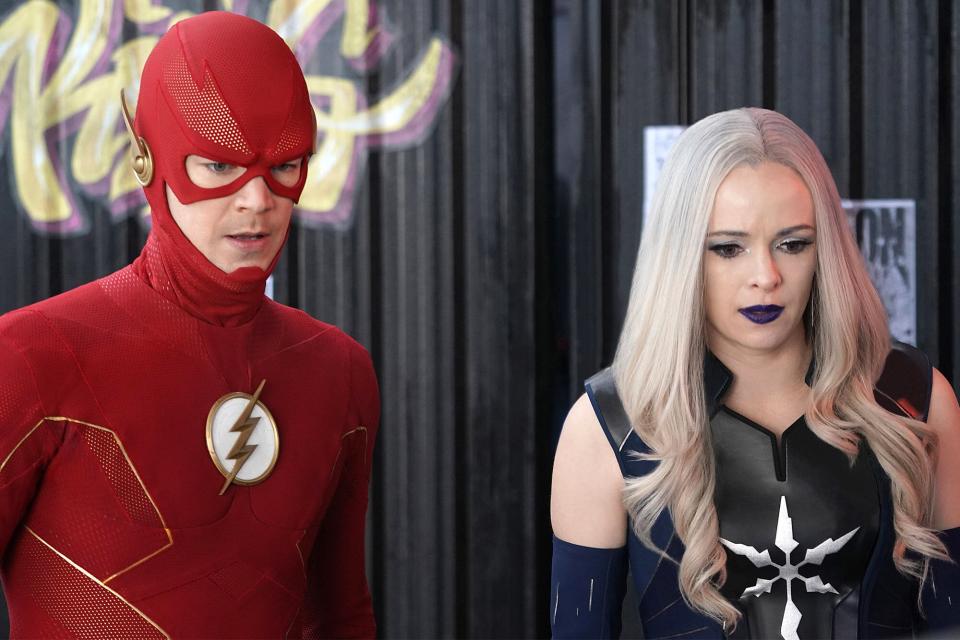 The Flash -- "The Fire Next Time" -- Image Number: FLA808b_0244r.jpg -- Pictured (L-R): Grant Gustin as The Flash and Danielle Panabaker as Caitlin Frost -- Photo: Shane Harvey/The CW -- (C) 2022 The CW Network, LLC. All Rights ReservedPhoto Credit: Bettina Strauss