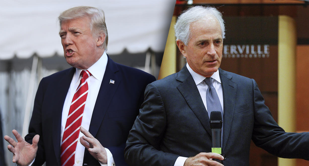 President Trump and Sen. Bob Corker, R-Tenn. (Photos: Manuel Balce Ceneta/AP, Erik Schelzig/AP)