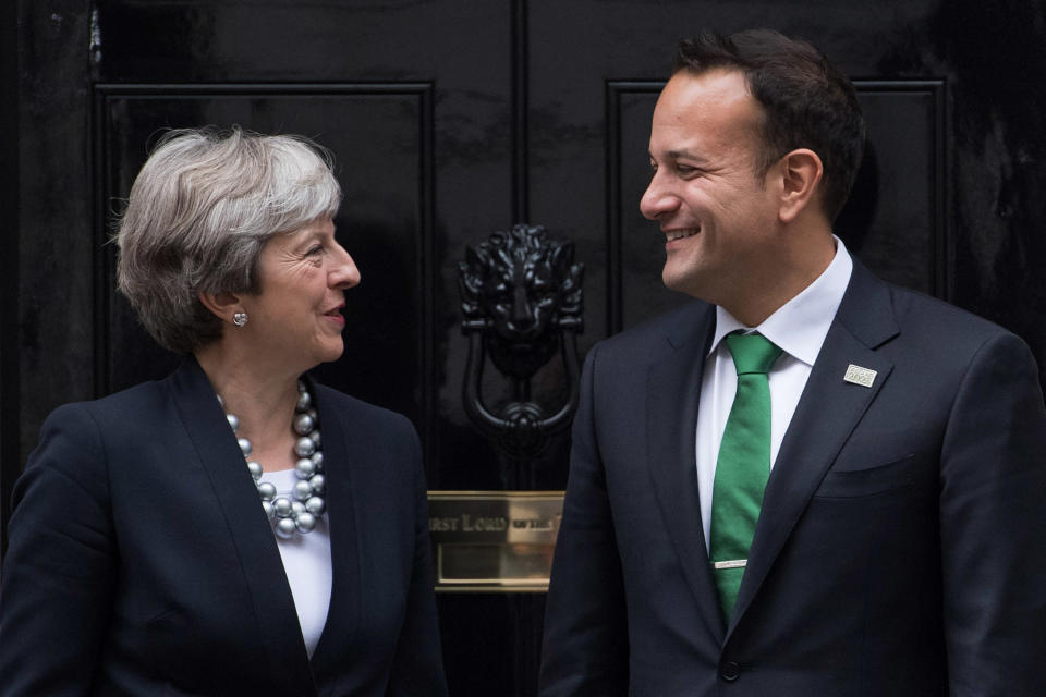 Irish prime minister Leo Varadkar (right) is mulling over how to help prime minister Theresa May get the Brexit deal through parliament (Getty)