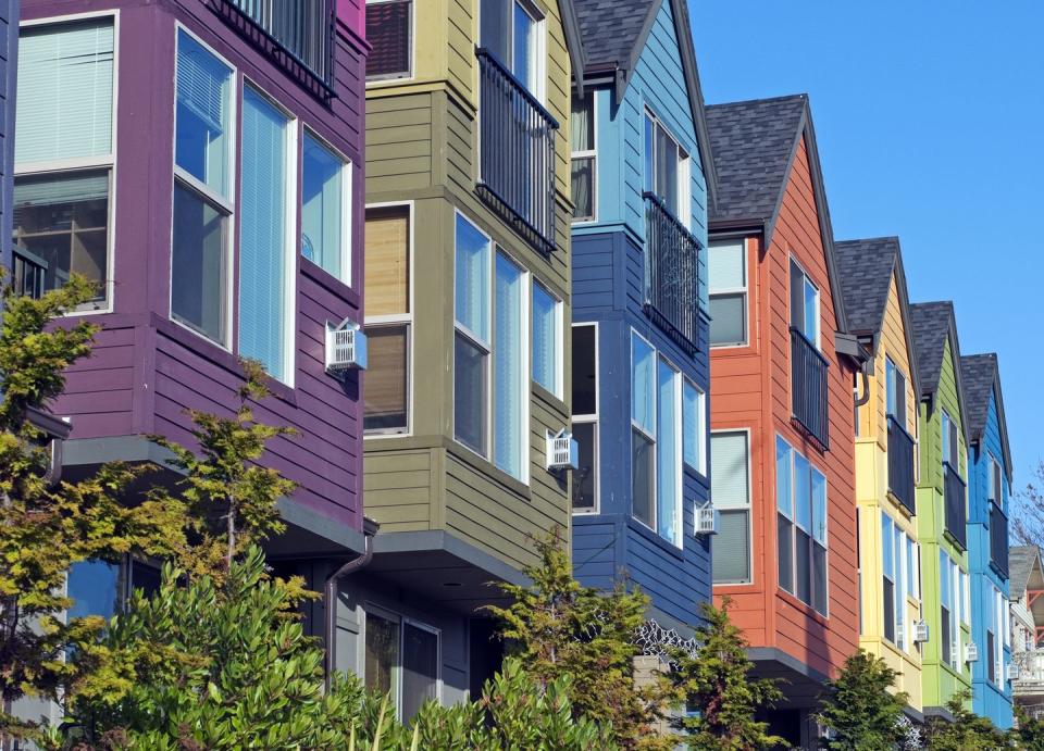 <p>Every house favors bold, decadent hues on this colorful Seattle street.</p>