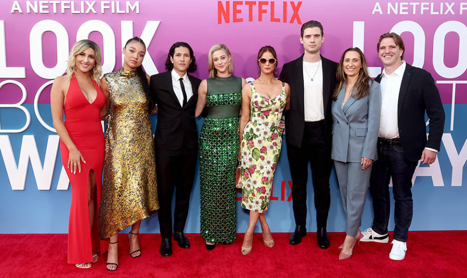 Alyssa Rodrigues, Aisha Dee, Danny Ramirez, Lili Reinhart, Andrea Savage, David Corenswet, Jessica Malanaphy and Bryan Unkeless attend the Los Angeles Premiere of Netflix's "Look Both Ways" at TUDUM Theater on August 16, 2022 in Hollywood, California.