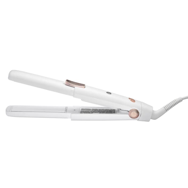 T3 SinglePass Compact Travel Styling Flat Iron, $89, <a href="https://howl.me/cmdVzTor1Dg" rel="nofollow noopener" target="_blank" data-ylk="slk:available here;elm:context_link;itc:0;sec:content-canvas" class="link ">available here</a>