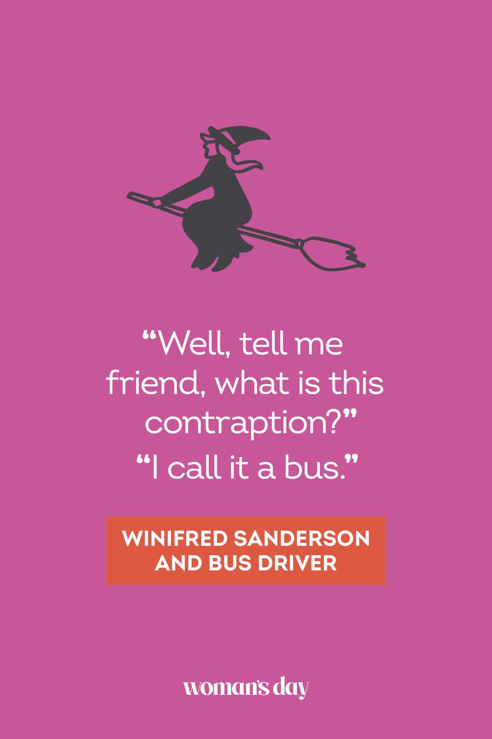 <p>“Well, tell me friend, what is this contraption?”</p><p>“I call it a bus.” — Winifred Sanderson and Bus Driver</p>