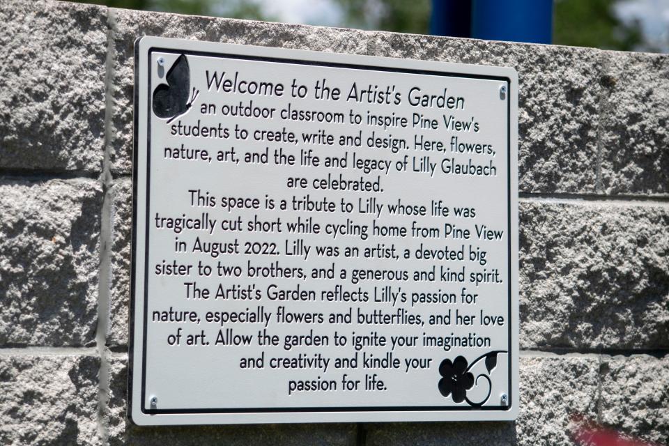 Pine View School in Osprey dedicated an Artist's Garden to late eighth grader, Lilly Glaubach, and hosted a small dedication ceremony on Thursday. Family, friends, students and faculty gathered at the school in the early afternoon to celebrate Lilly's legacy.